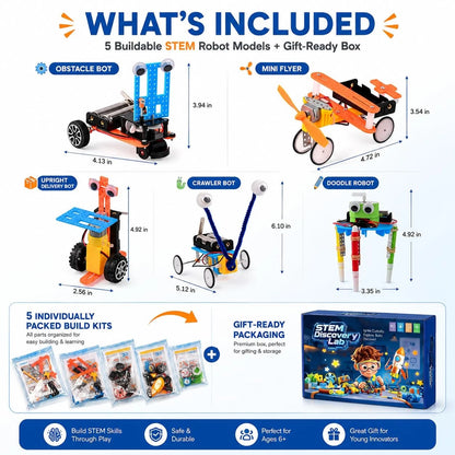 5-in-1 Robot Building STEM Kit for Kids Ages 6-12