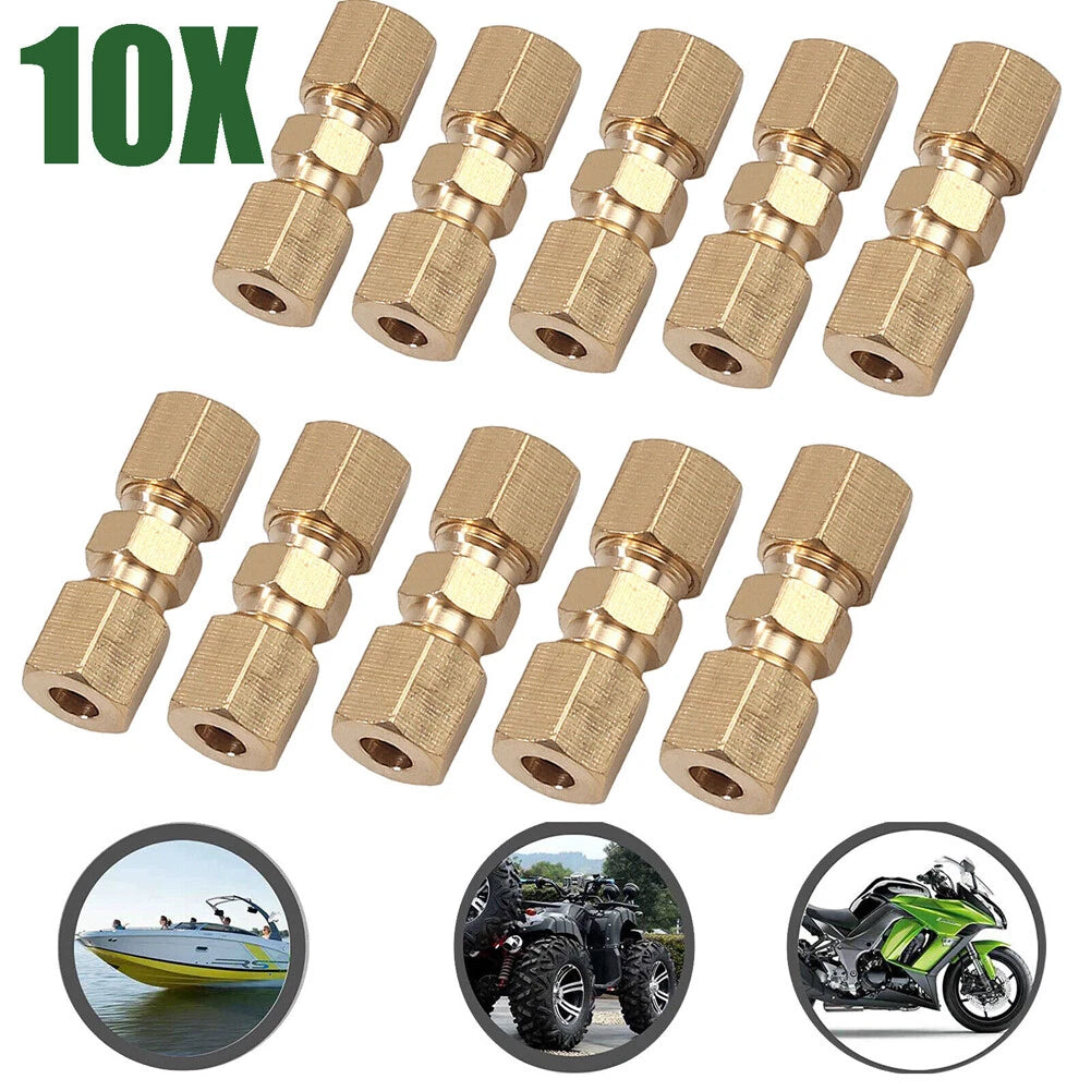 10PCS Brass Brake Line Compression Fitting Unions for OD Tubing 3/16"