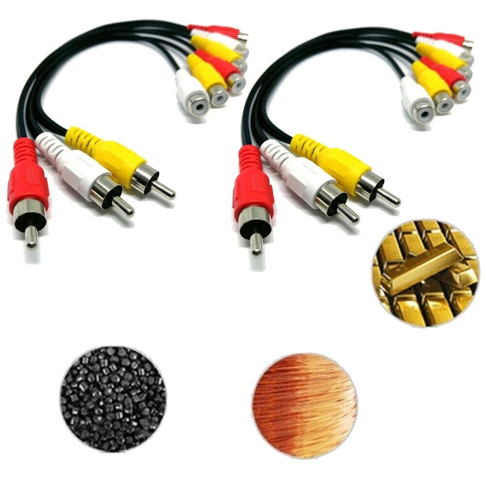 2PC RCA Male to RCA Female Splitter Cable for Audio Video AV TV DVD