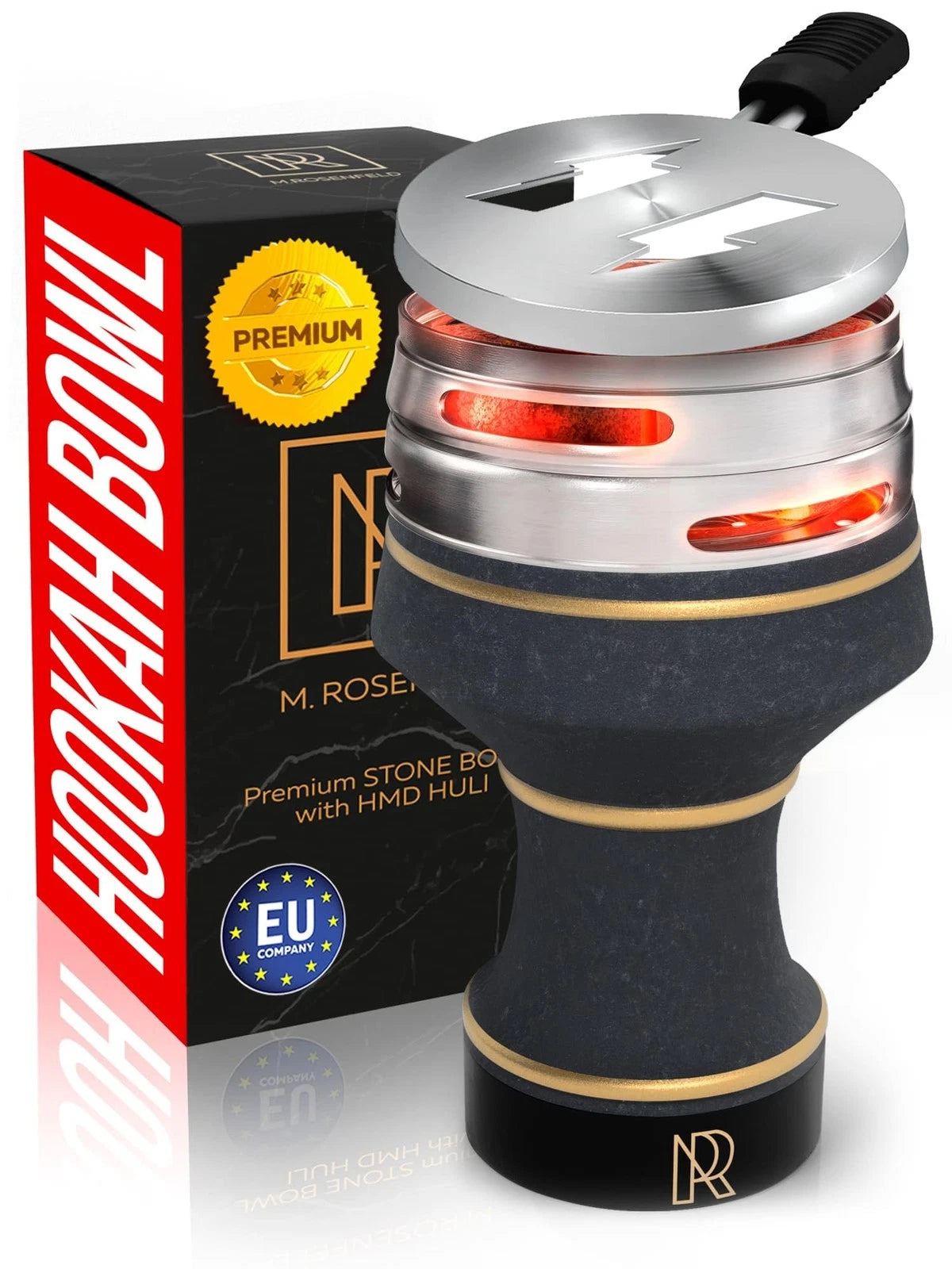 Hookah Bowl Set Premium Stone Black with HMD (Pack of 1)
