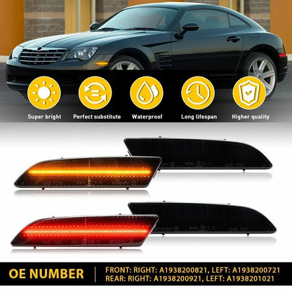 4X Smoke Front & Rear Bumper Lights for Chrysler Crossfire 2004–2008