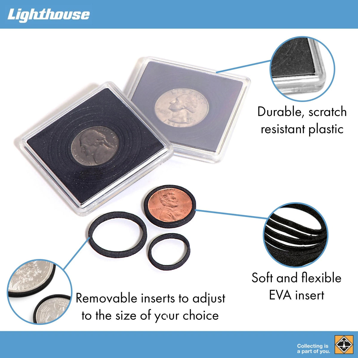 2X Snaplocks for Lighthouse QUADRUM (Universal Insert for Coins 16-41)