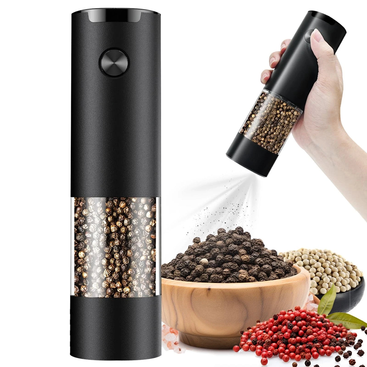 Electric Pepper or Salt Grinder with Adjustable Coarseness
