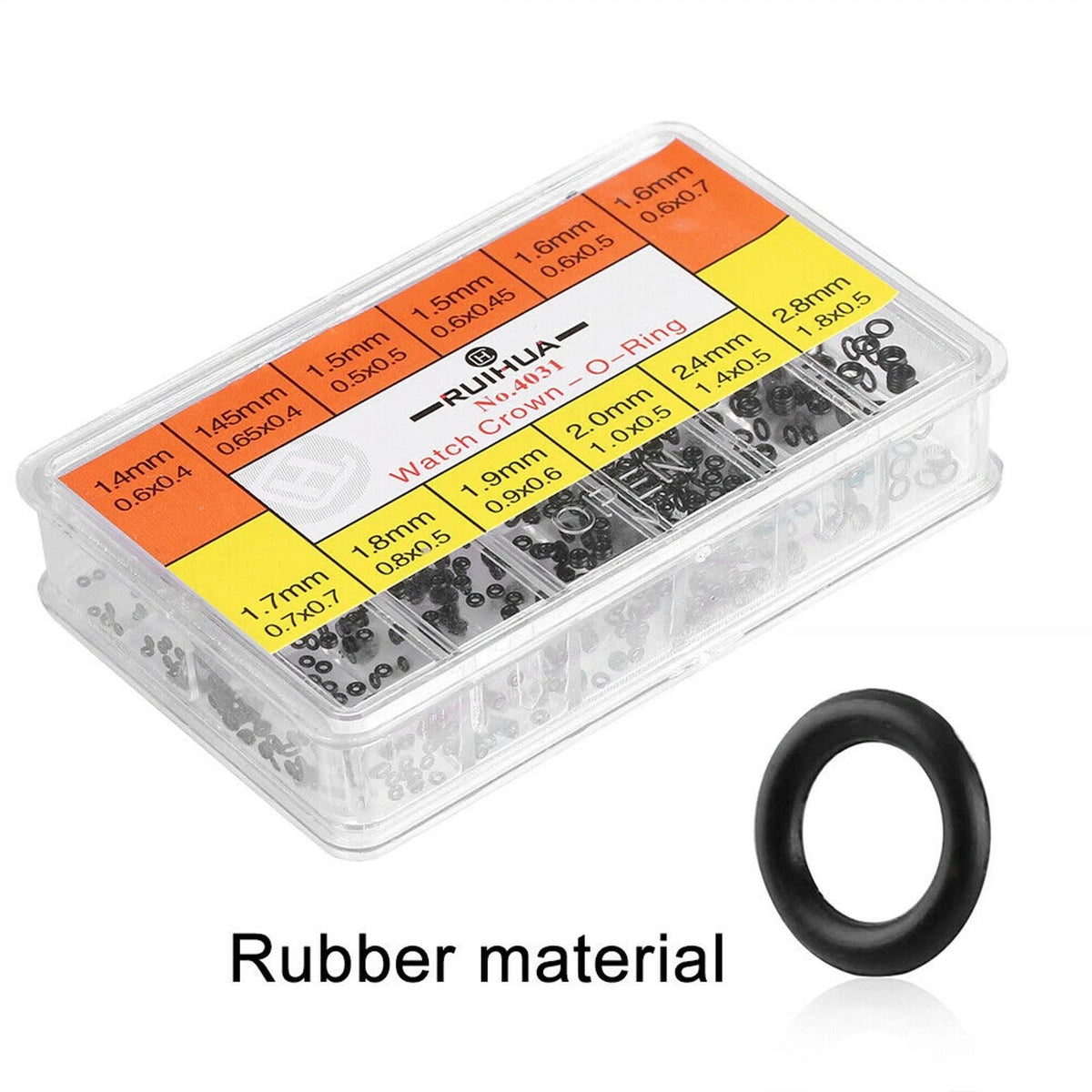Set of 1000 Assorted Waterproof Rubber O-Ring Gaskets for Watches