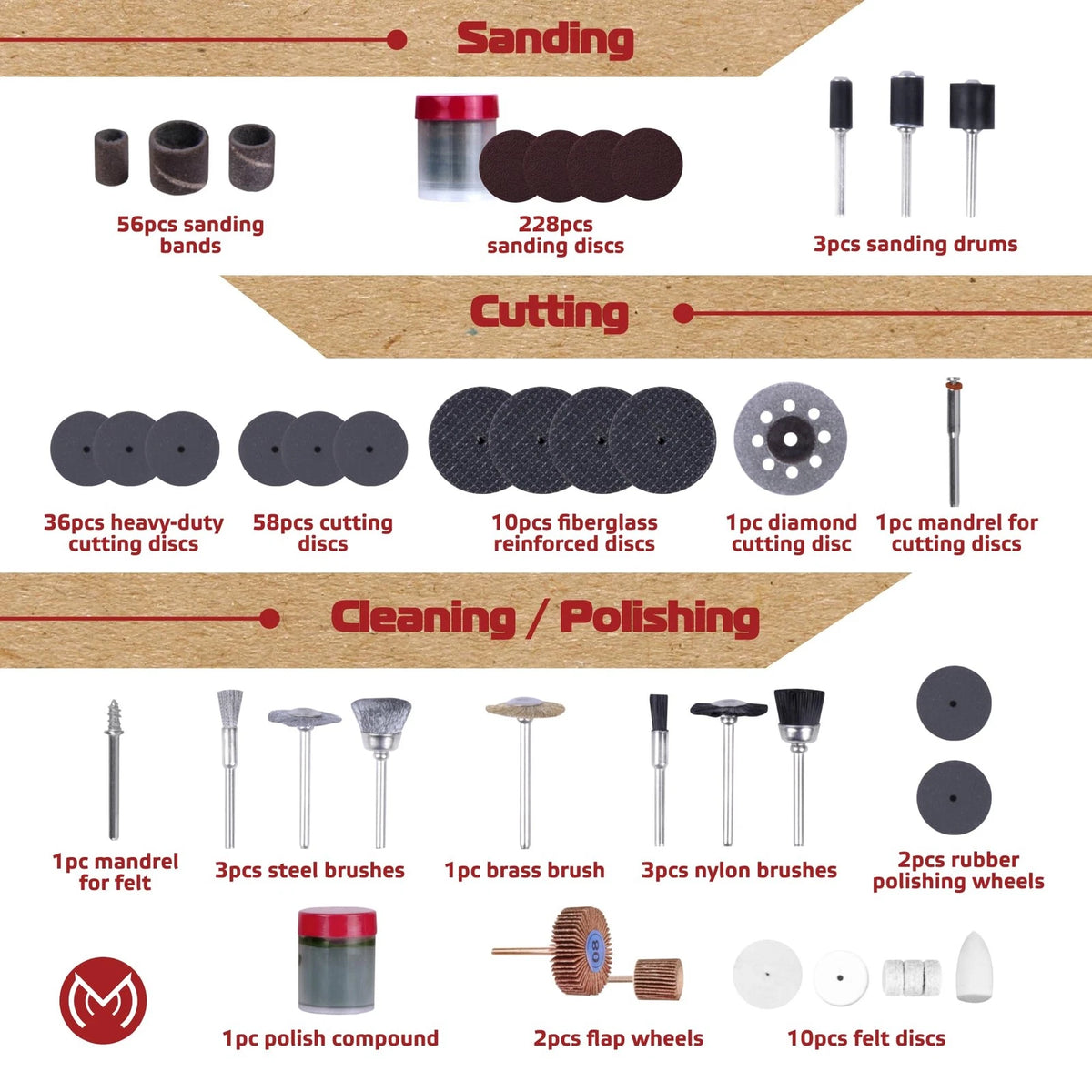 Rotary Tool Accessories Kit for 1/8-in Shank (476 PCS)
