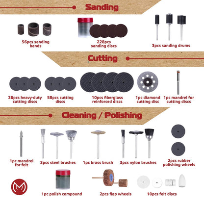 Rotary Tool Accessories Kit for 1/8-in Shank (476 PCS)