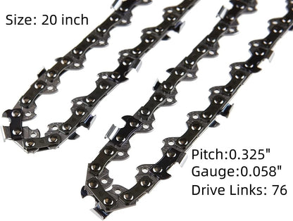 3X 20 Inch Replacement Chainsaw Chain, 0.325" Pitch, Durable