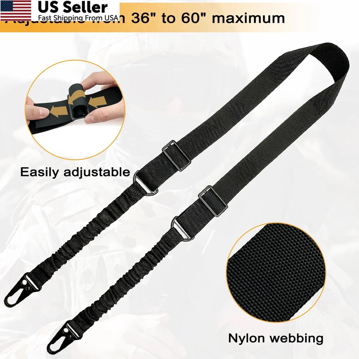 2X DDOUT 2 Point Rifle Sling with HK Hook for Gun and AR Strap (1-Pack)
