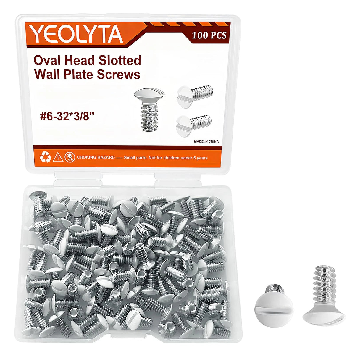 100PCS Wall Plate Screws 3/8" Long 6-32 Thread for Outlet Covers