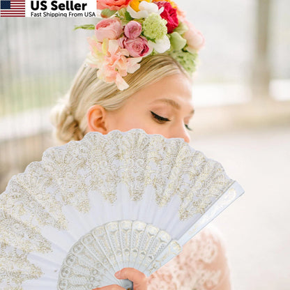 Spanish Folding Retro Pattern Hand Fan for Women (Handheld)