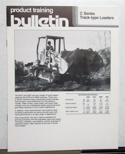 Caterpillar C Series Track Type Loaders Construction Specs Bulletin