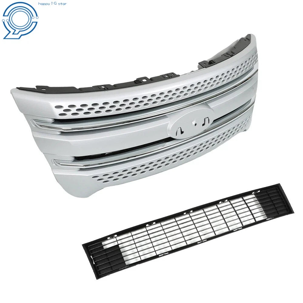 Front Bumper Upper Grille Assembly for Ford Explorer (2011–2015) Silver