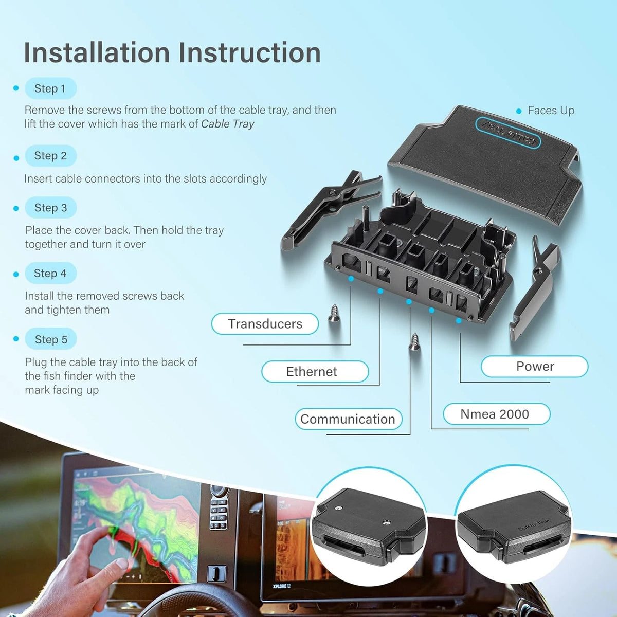 Cable Connector Tray for Humminbird Helix 8/9/10/12 Series (2018–2023)
