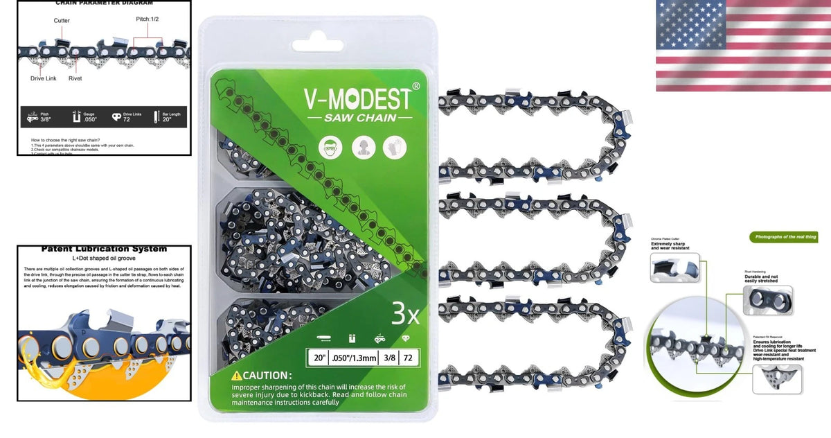 20" Chainsaw Chains - 72 Links .050" Gauge, Full Chisel Type