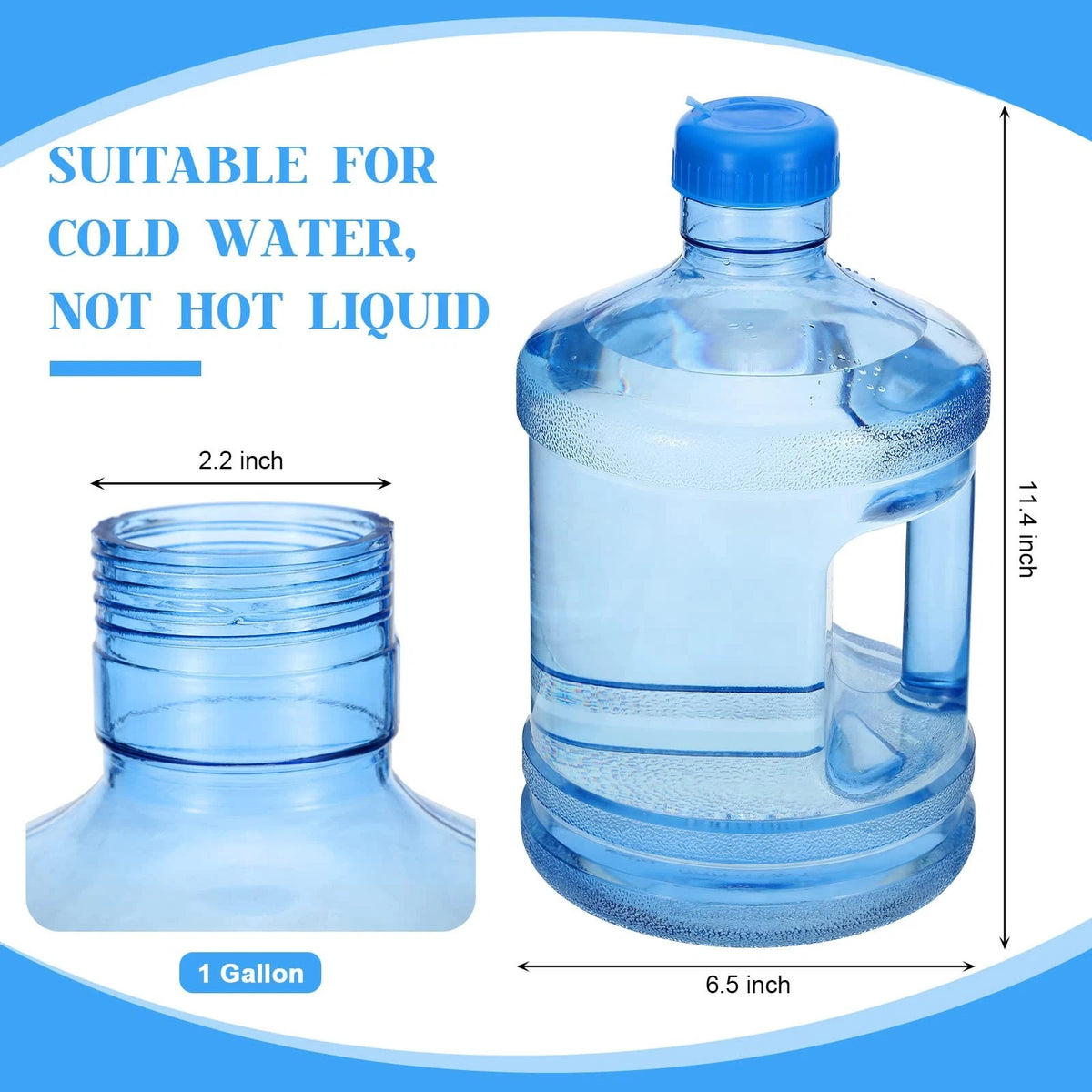 2X Water Bottle 1 Gallon Round Jug for Hoolerry