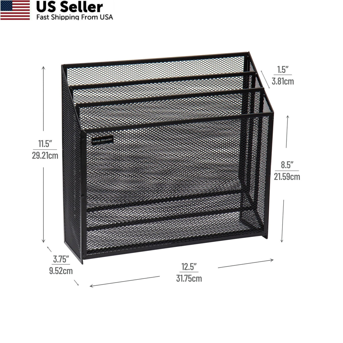 Vertical File Storage Organizer for Desktop (Single, Black)