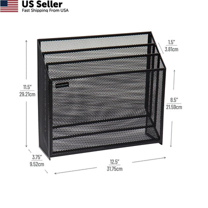 Vertical File Storage Organizer for Desktop (Single, Black)