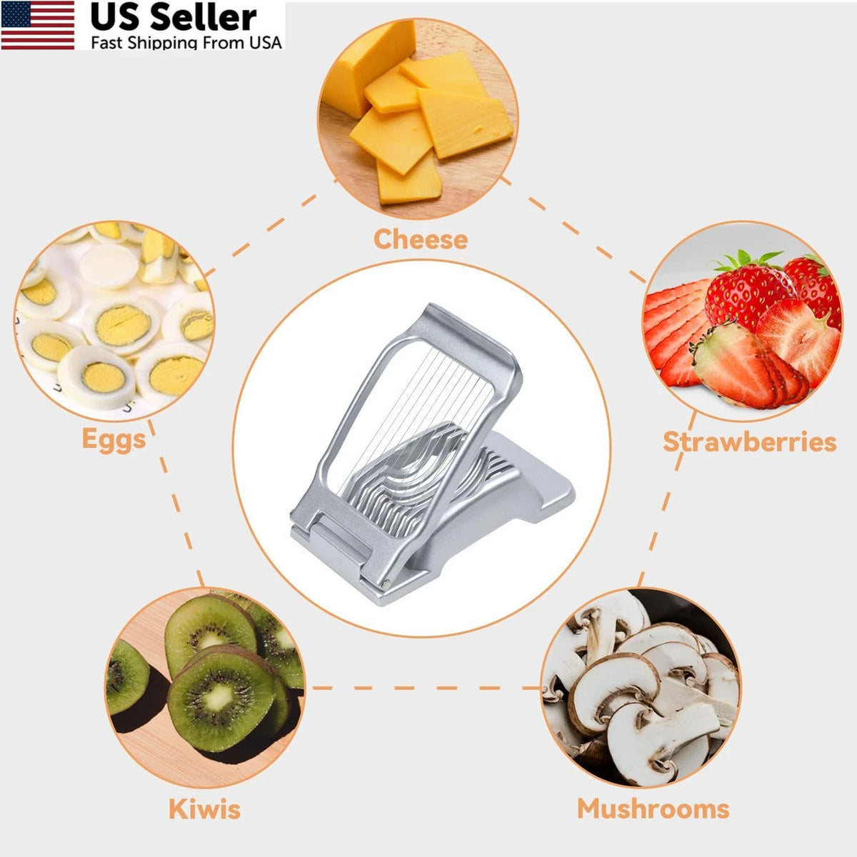 Egg Slicer for Hard Boiled Eggs (Heavy Duty, Silver)