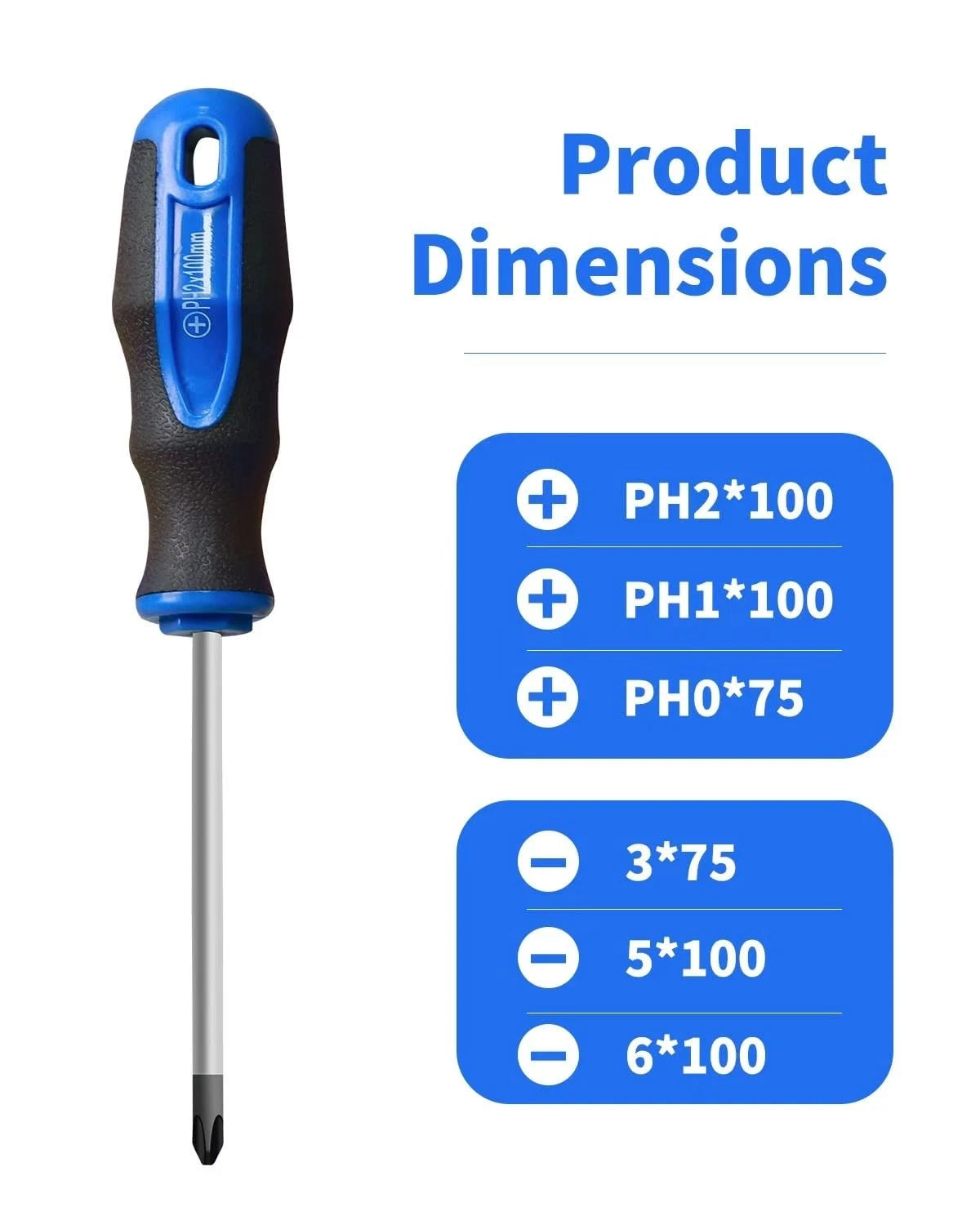6 Piece Magnetic Tip Screwdriver Set - Phillips & Flat, Ergonomic Design