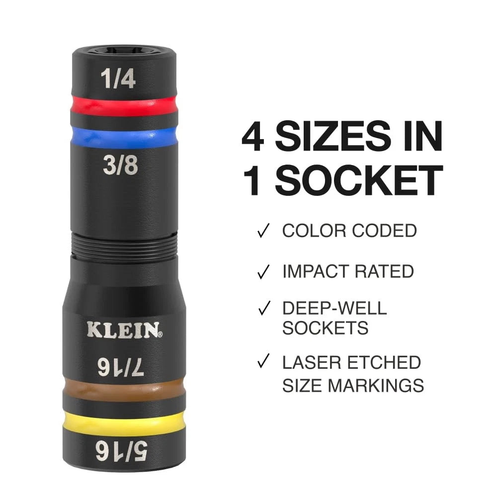 Klein Tools KNECT Quad Socket Set for Automotive (12 Sizes in 3 Sockets)