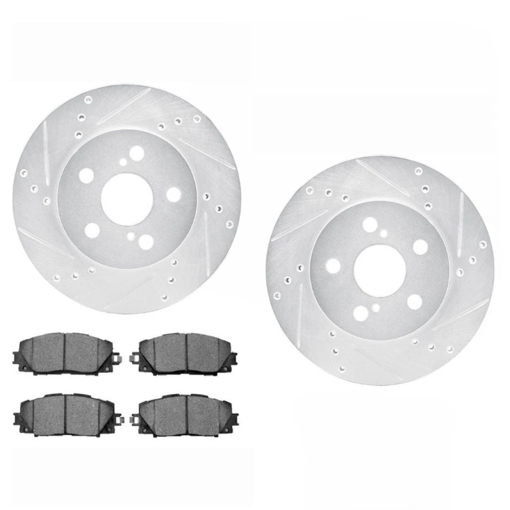 Rotor Set with Brake Pads for Toyota Prius AWD-e (2019–2022) ALX-PAU-DF-7512-76185-CLA3