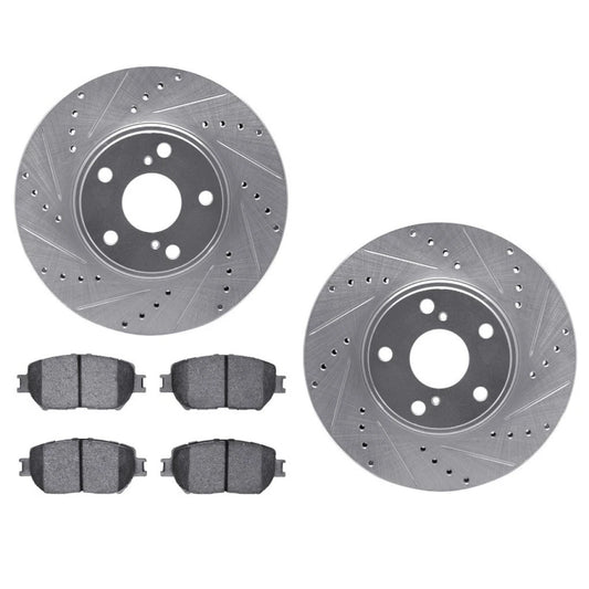 Set of 4 Drilled and Slotted Rotors with Brake Pads for Toyota Camry (2004) ALX-PAU-DF-7512-76062-CLA1