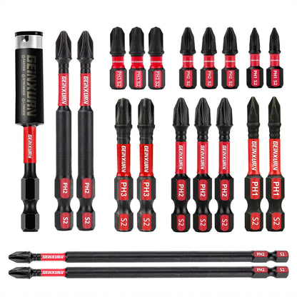 19-Piece Impact Tough Phillips Bits Set for Insert Driver