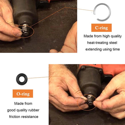Set of 3 Retaining Ring Clips with O-Ring for Milwaukee Type 3/8" Impact Wrench