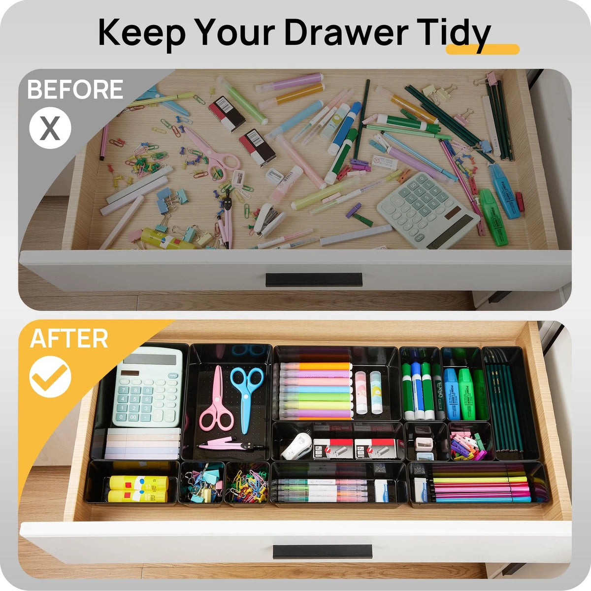 25 PCS Drawer Organizer Set for Office Desks (Versatile Plastic)