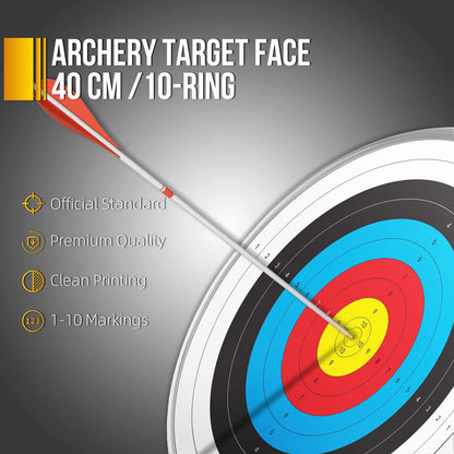 30 Pack Archery Target Paper 40x40CM 10-Ring for Indoor Use