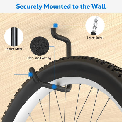 4X Screw-in Bike Hooks for Wall and Ceiling (8-inch)
