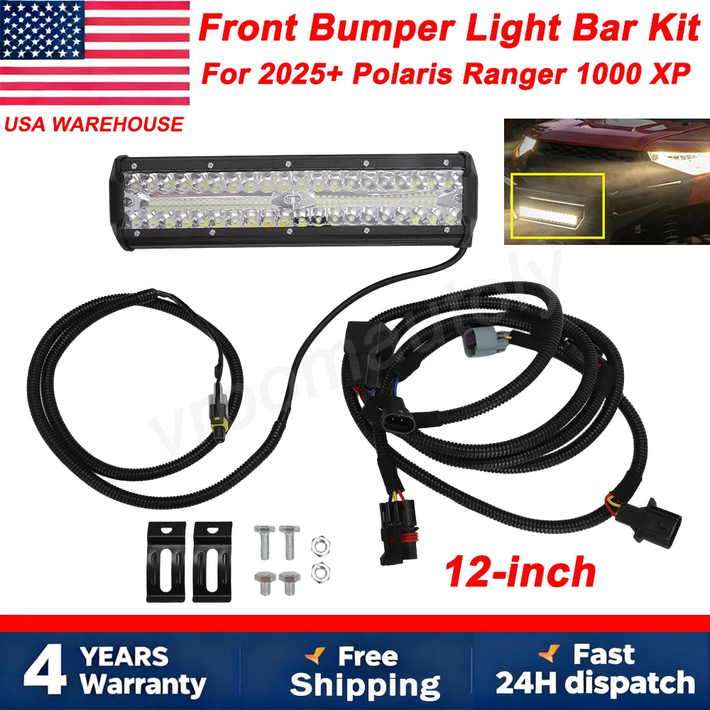 12" Front Bumper Light Bar for Polaris Ranger 1000 XP/1000 Crew (2025+)