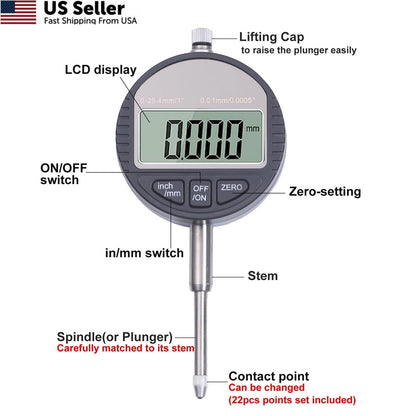 Electronic Digital Dial Indicator with Magnetic Base for Automotive Use