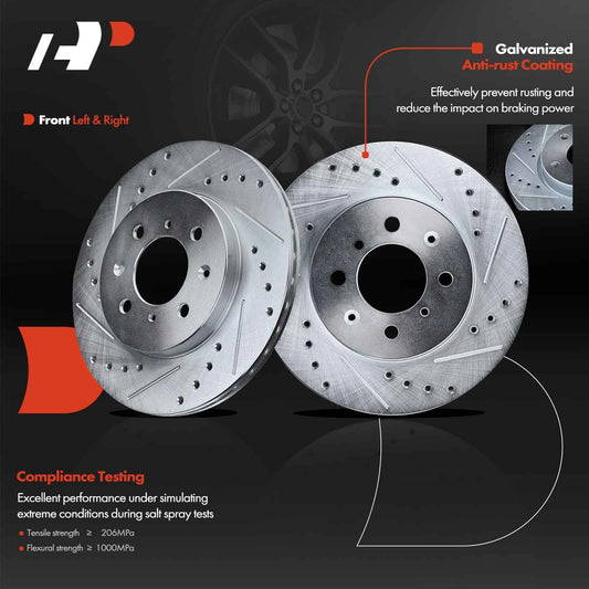 Set of 4 Drilled Brake Rotors & Ceramic Pads for Honda Civic (1996–2005) BR-3295, BD61982, 121.40021
