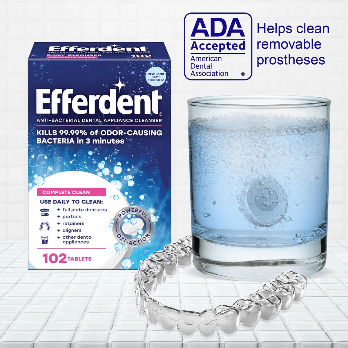 Efferdent Denture Cleanser Tablets, Complete Clean, 44 Count