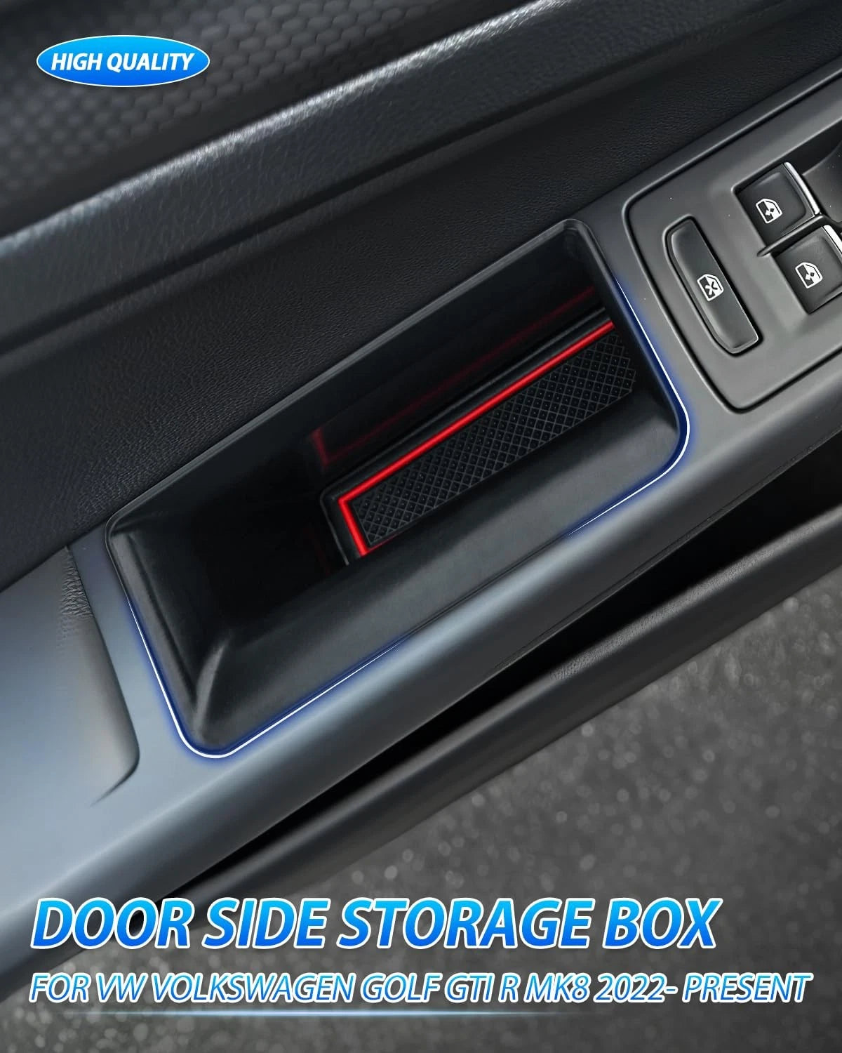 Door Side Organizer Tray for VW Golf (2022–2026) Black