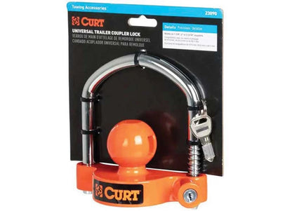 Curt 23090 Trailer Coupler Lock for Universal Use (Hardened Steel, Chrome)