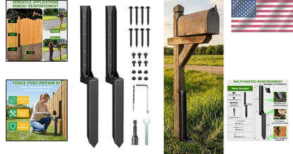 2-Pack Heavy Duty Steel Fence Post Repair Kit for 4x4/6x6 Posts
