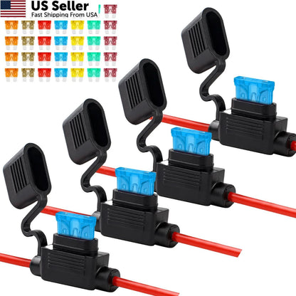 4 Pack Inline Fuse Holder for Universal Use (Waterproof, 12AWG)