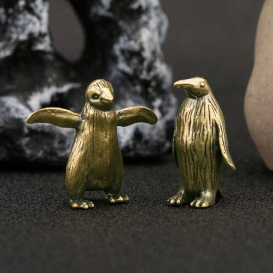 1 Pair of Vintage Brass Penguin Figurines - Solid Brass Animal Statues