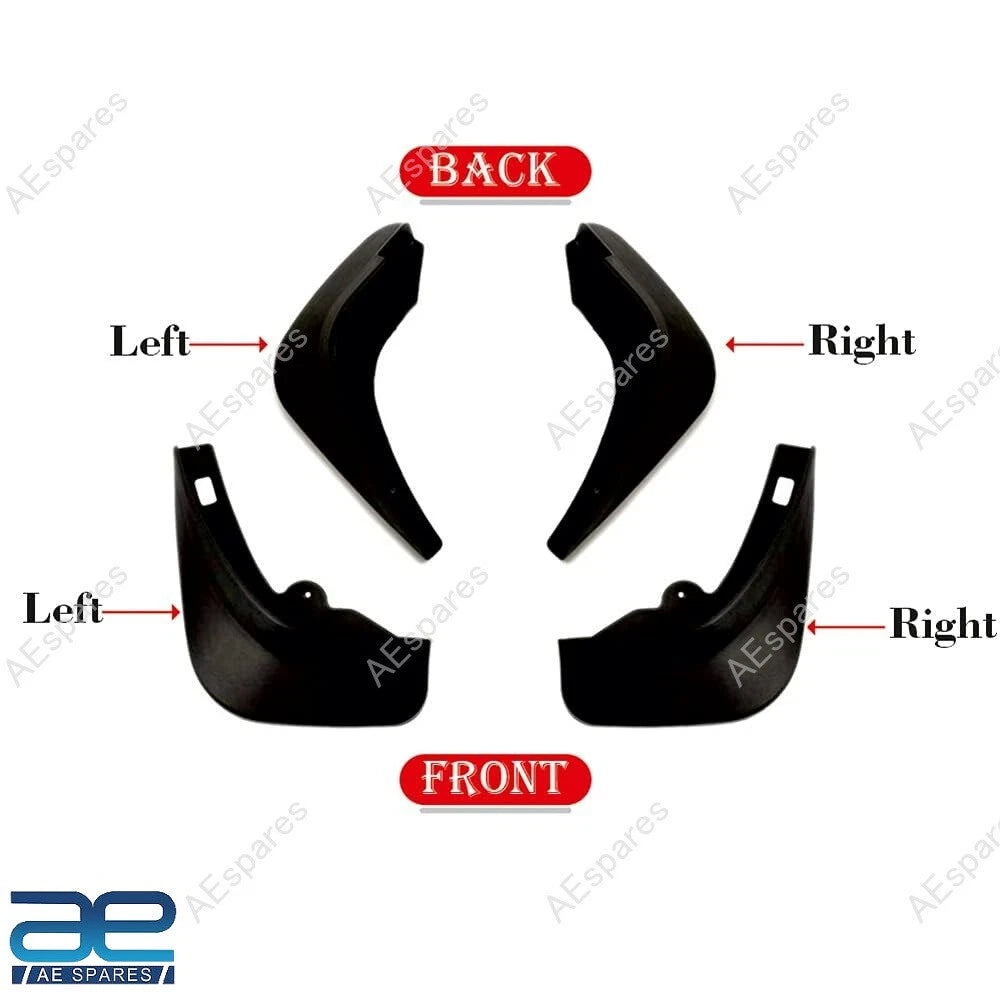 Mud Flap Set of 4 for Volkswagen Vento Type 2 (2014–2020) Black