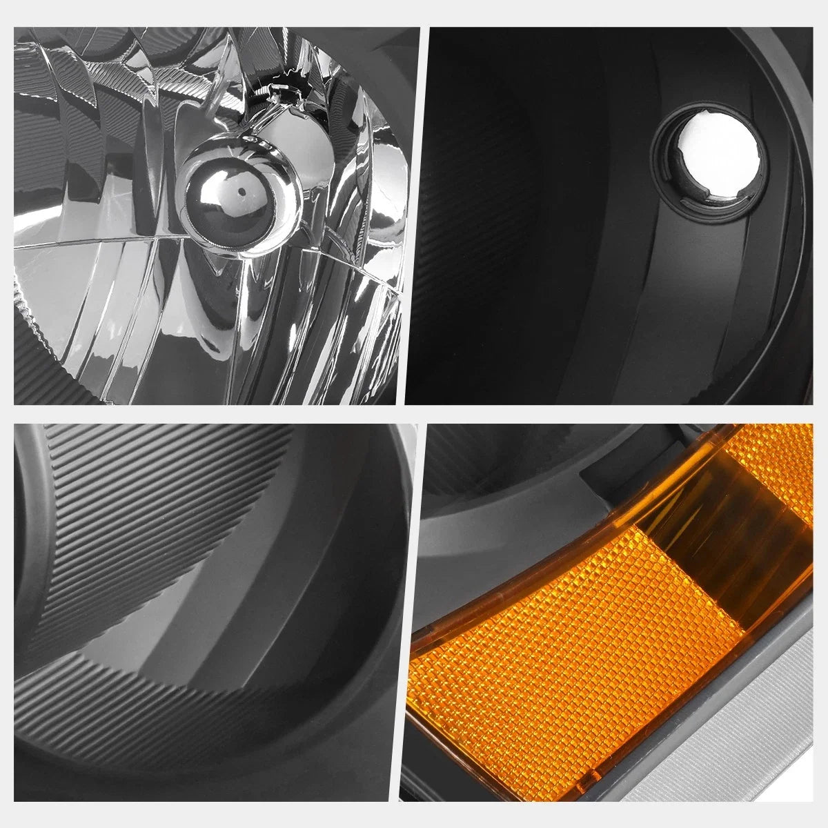 Black Housing Headlights with Amber Corner for 2005-2007 Dakota