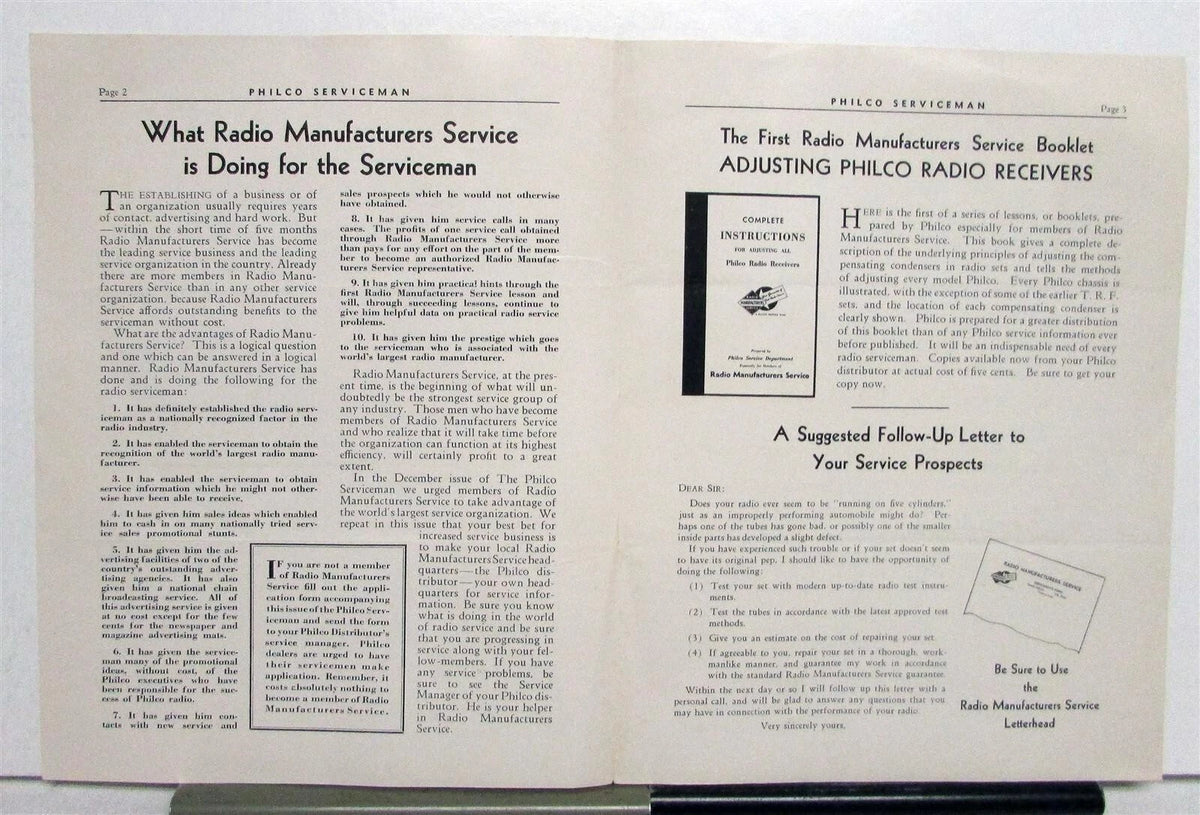 Set of 4 Order Forms for Philco Serviceman (1934)