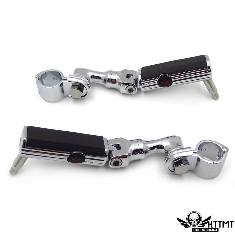 Chrome Gear Skull Footpeg Mount Kit for Defiance 1.25" Engine Guard (N/A)
