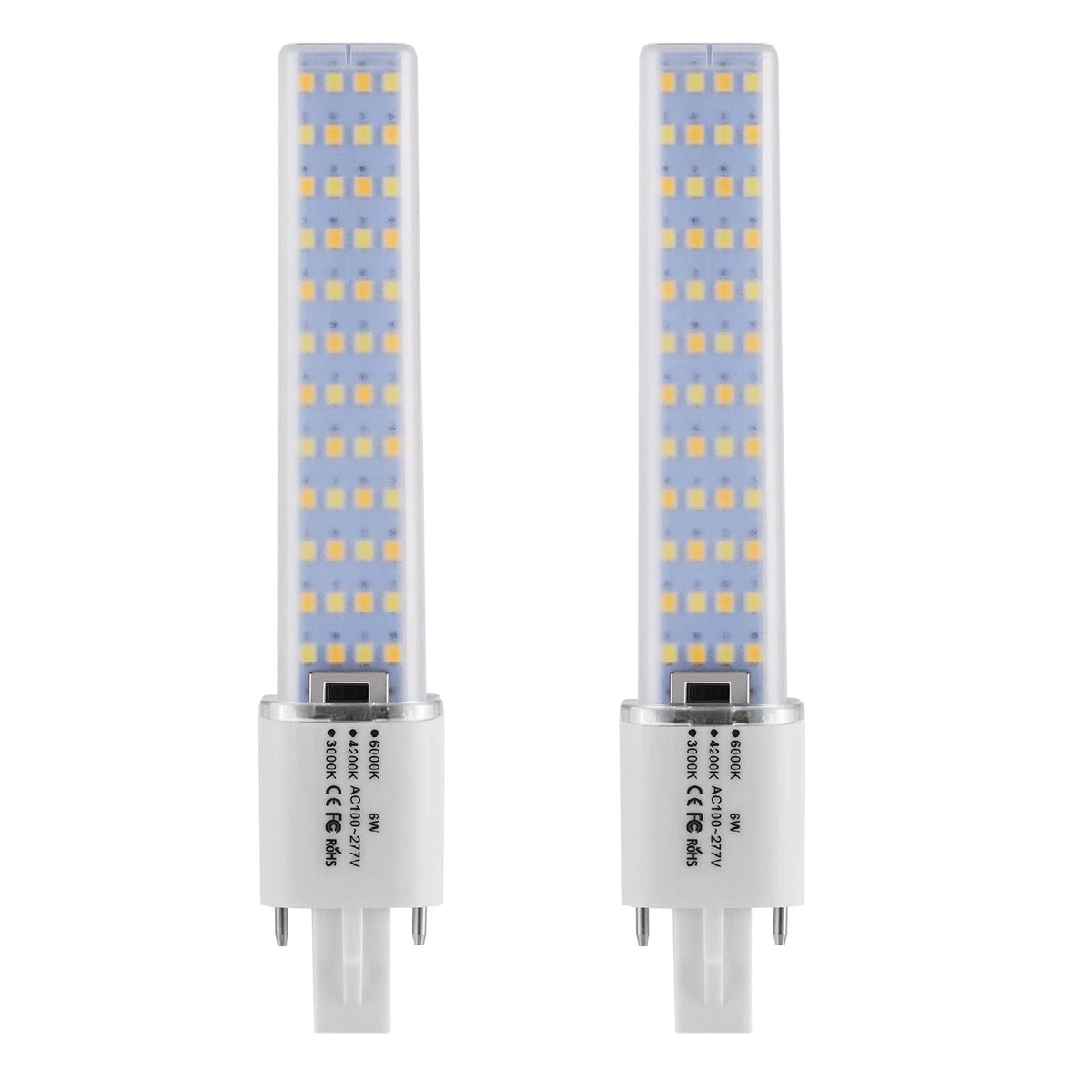 2X G23 Base LED Bulbs 13W CFL Equivalent 2-Pin PL Horizontal Light