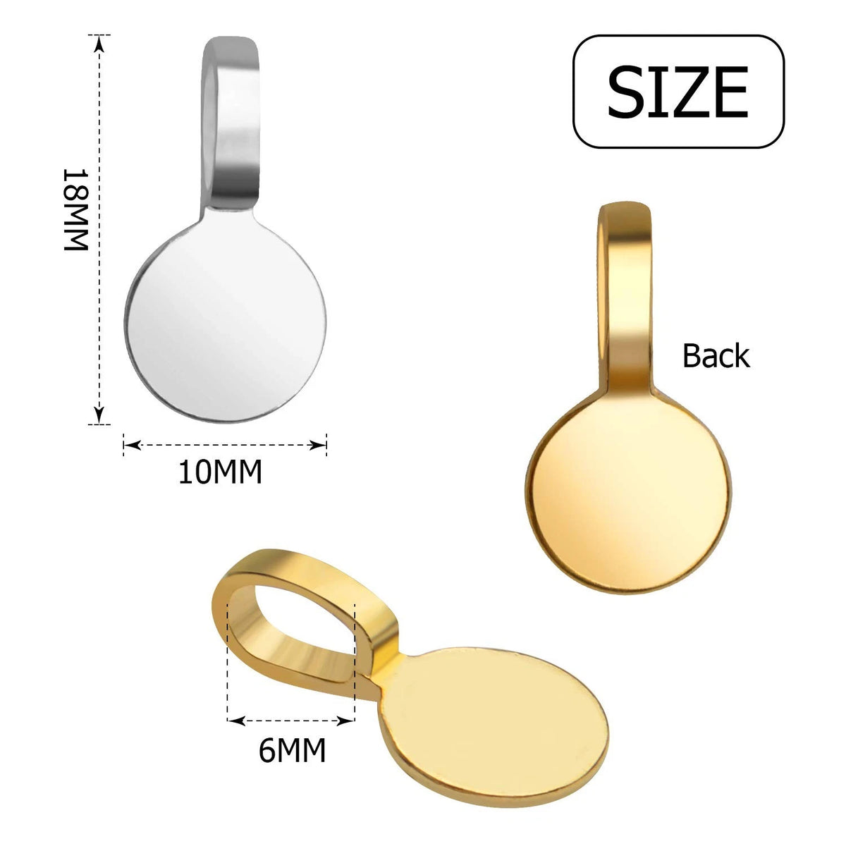 150pcs Round Glue-on Bails for Pendants