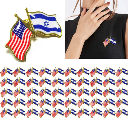 Pack of 10 American Israel Friendship Flag Bike Hat Cap Lapel Pins