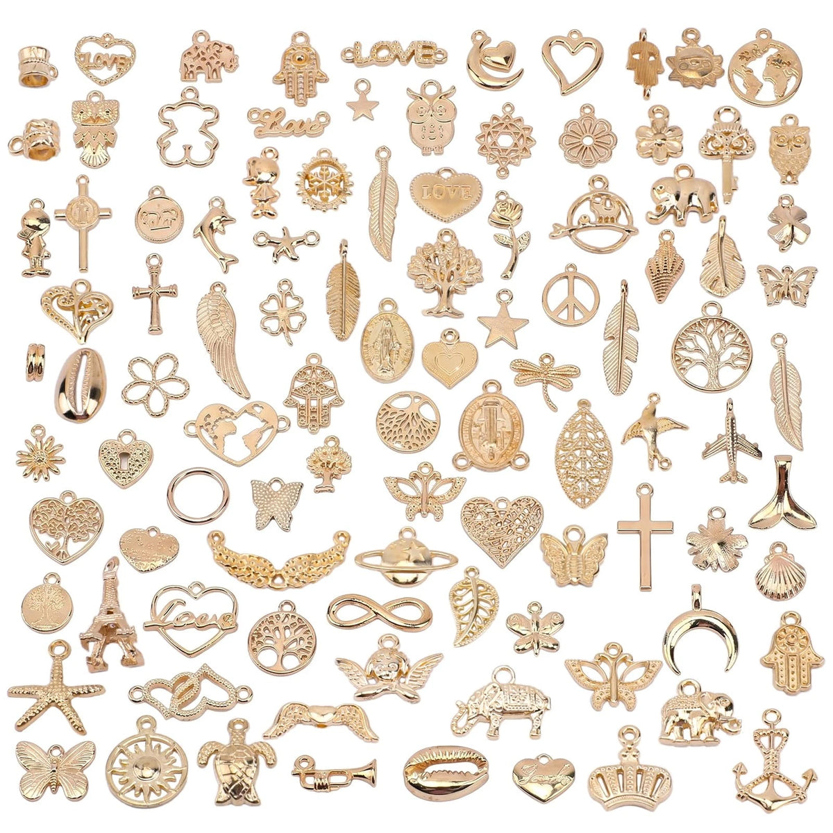 100 Pcs Jewelry Making Charms, Small, Gold