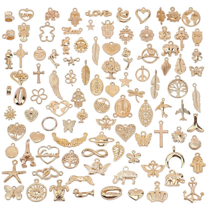 100 Pcs Jewelry Making Charms, Small, Gold