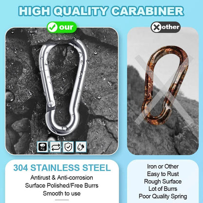 20 Pcs 1.57" M4 Stainless Steel Spring Snap Hook Carabiner Clips